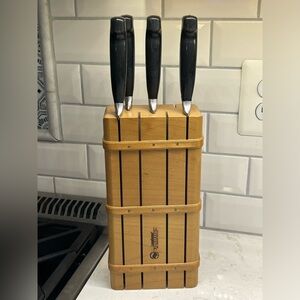 Longaberger Woodcrafts Knife Block Holds 7 knives, knives displayed are not incl